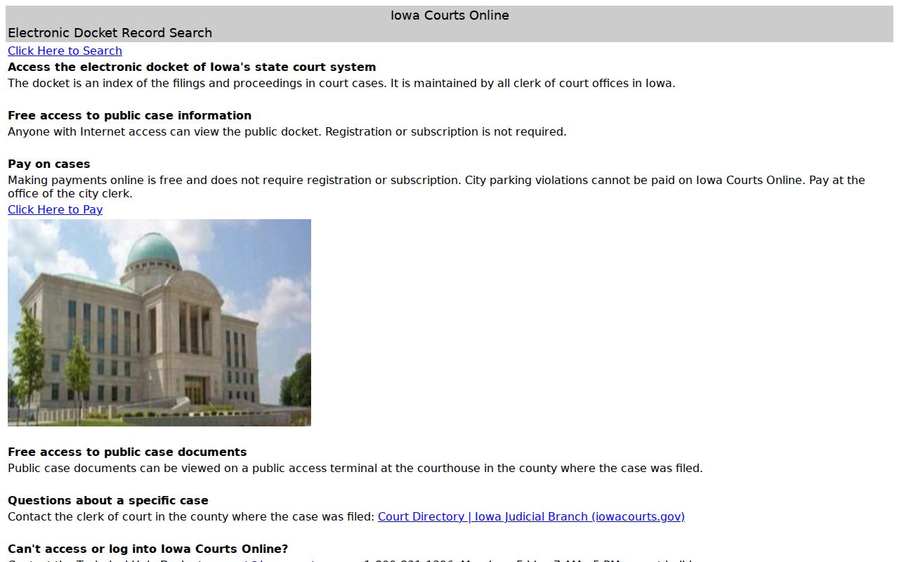 Mills County court case lookup through Iowa Courts Online