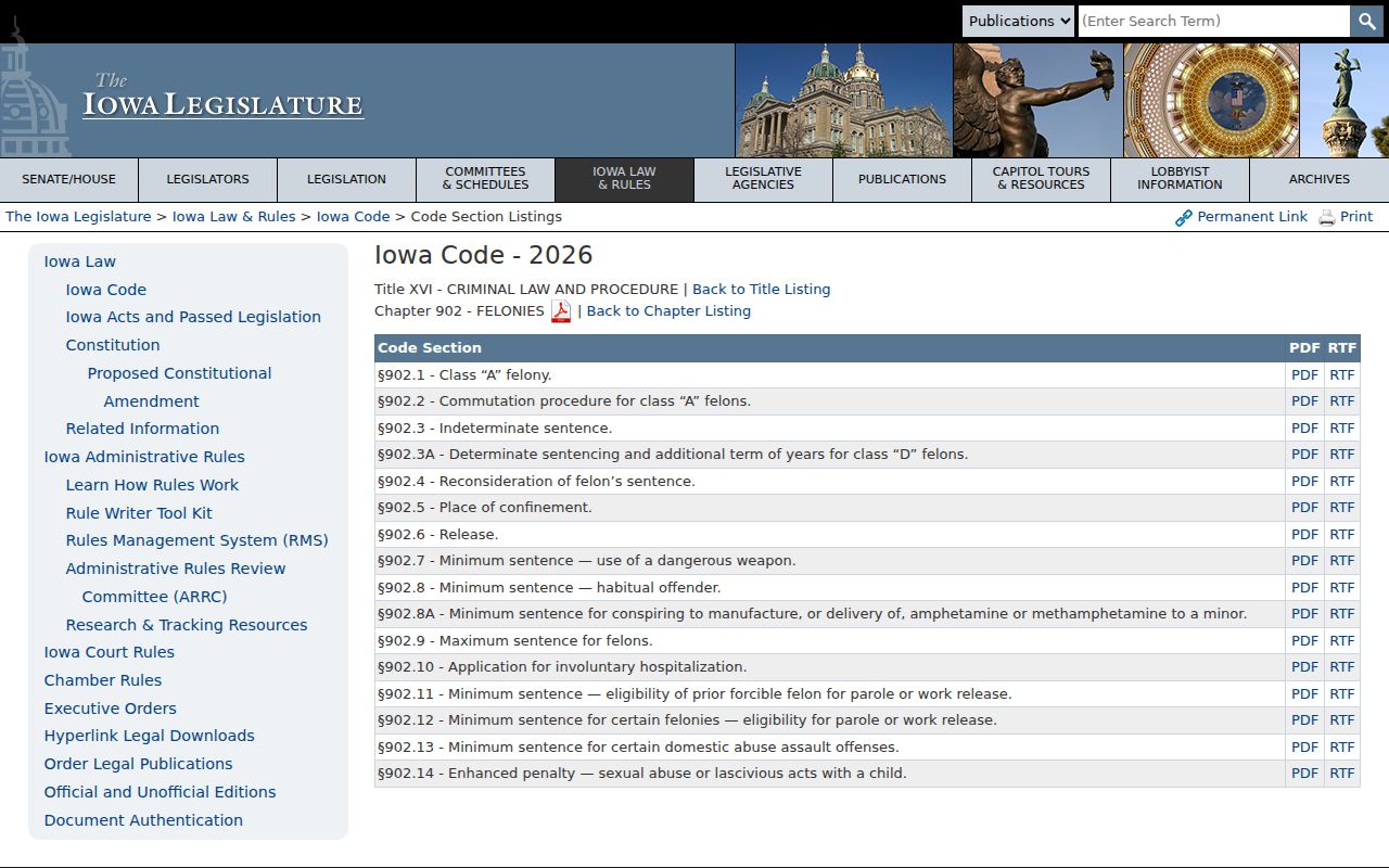 Mills County criminal court case lookup with Iowa felony sentencing law