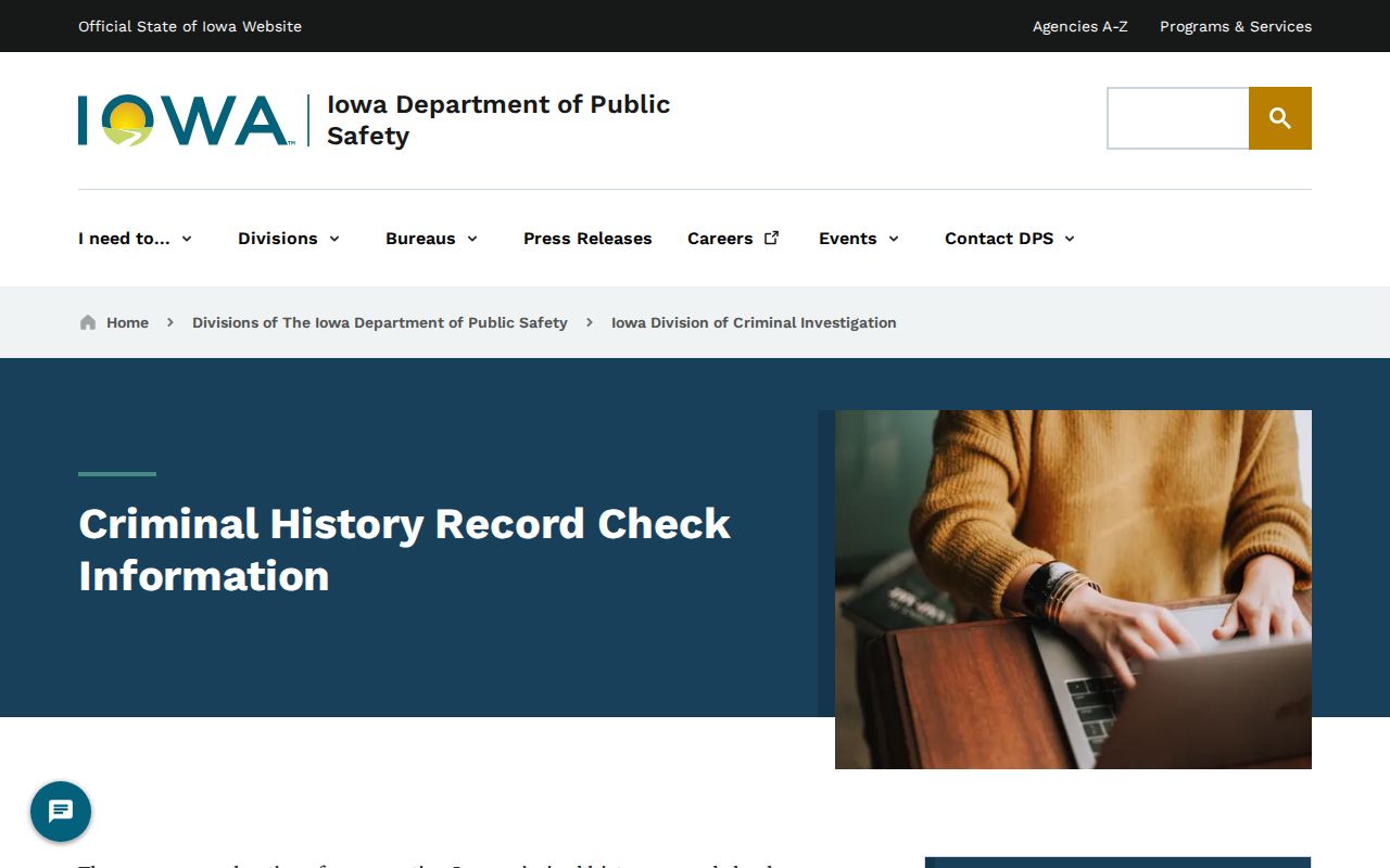 Iowa DCI request options for Mills County criminal history checks