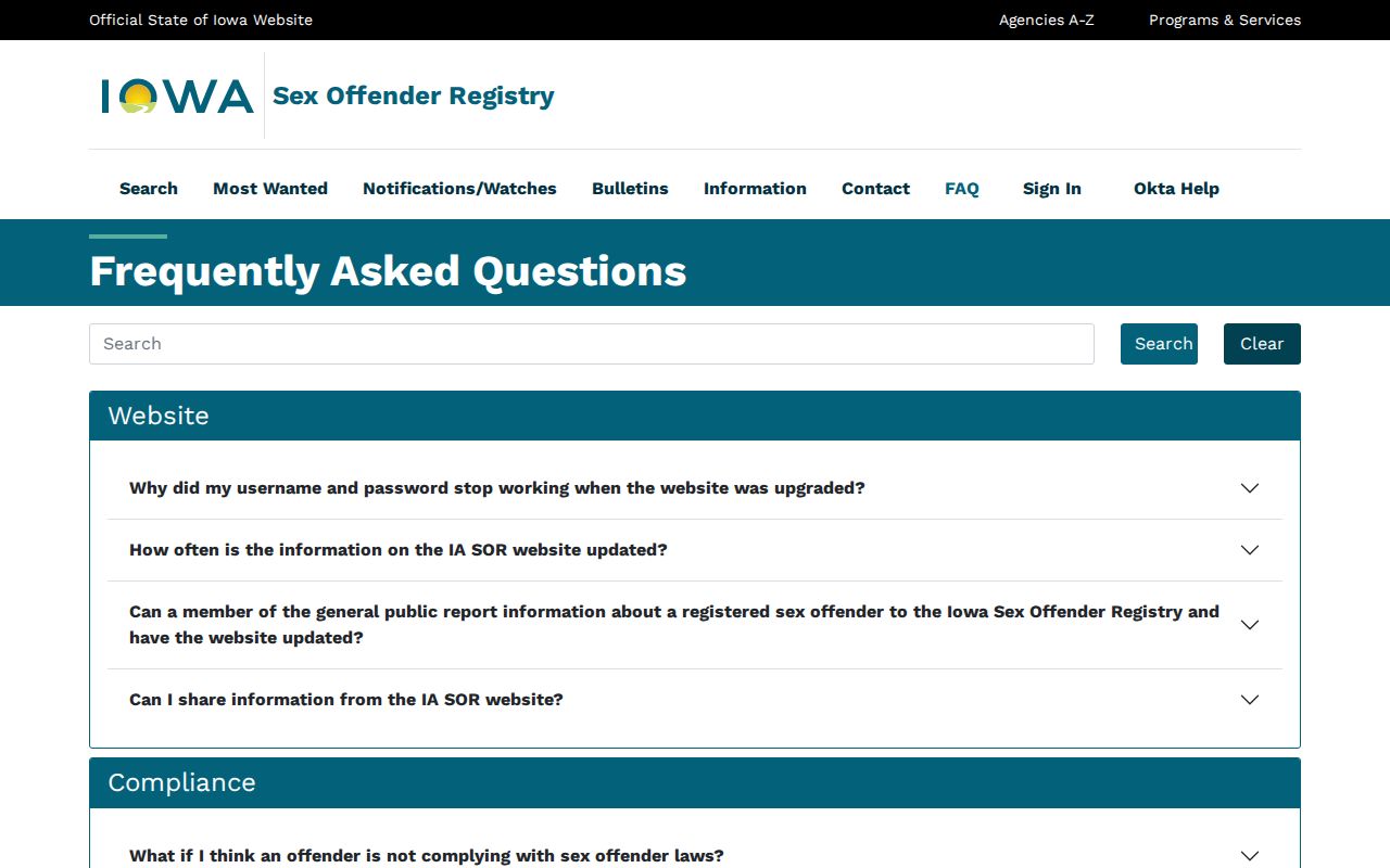 Mills County sex offender registry FAQ about watches and tiers